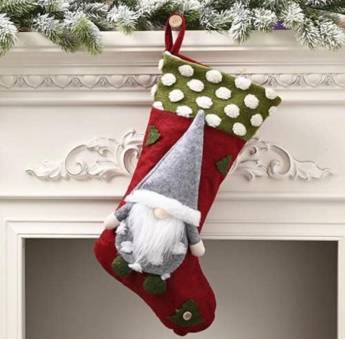 BDSJBJ 3PCS Gnome Christmas Gnome Motas, 18,5 polegadas sueco Tomte 3D Gnomos meias com lareira pendurada em meias penduradas