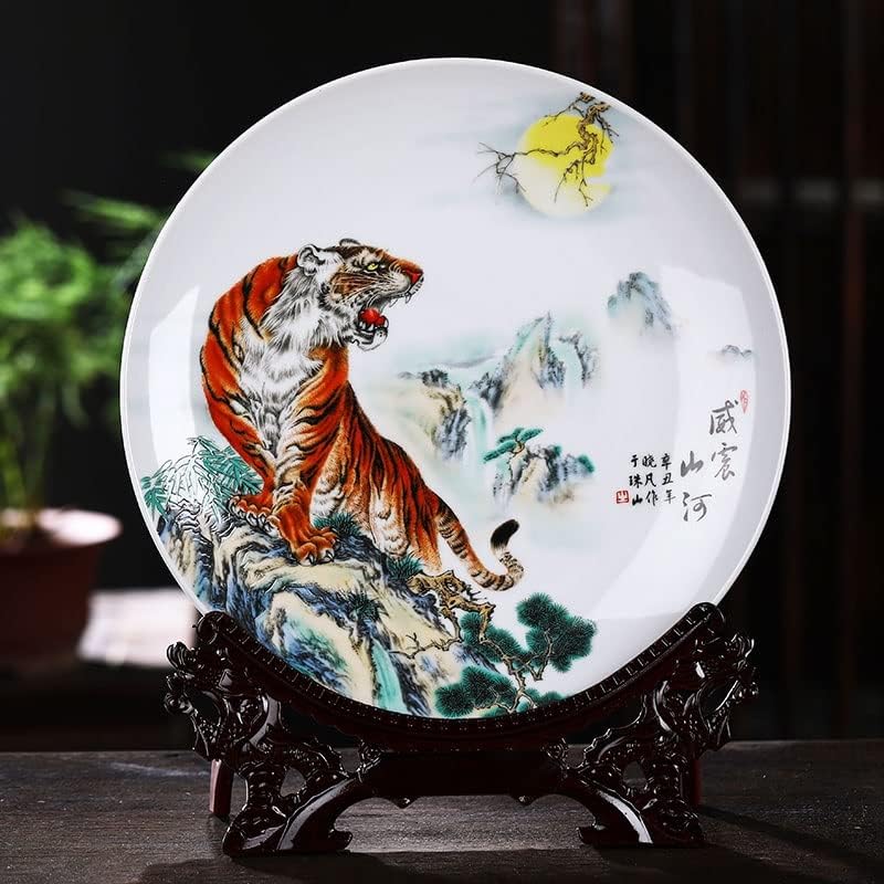 N/A Cerâmica Placa decorativa Jingdezhen Cerâmica Placa pendurada Plate Sitting Plate Tiger Ceramic Plate Study Decoration