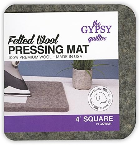 Gypsy Quilter Felted Wool Pressioning Mat 4 x4 x0.5 , feito nos EUA