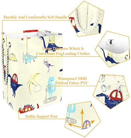 Carro de dinossauros Inditro 300D Oxford PVC Roupas à prova d'água cesto de lavanderia grande para cobertores Brinquedos