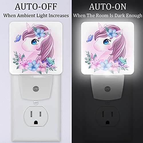 Butterfly Unicorn LED Night Light, Kids Nightlights for Bedroom Plug in Wall Night Lamp Brilho ajustável para escadas do