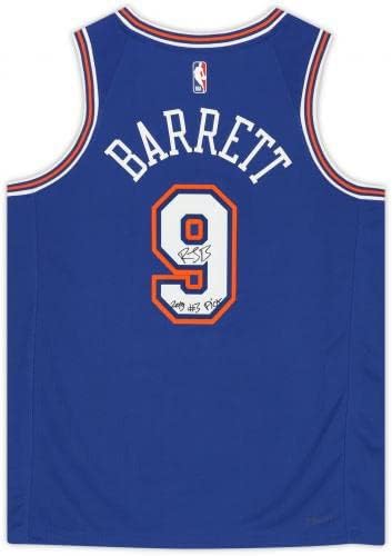 RJ Barrett New York Knicks autografou Jike Blue Diamond Swingman Jersey com inscrição 20193 - Jerseys da NBA autografada