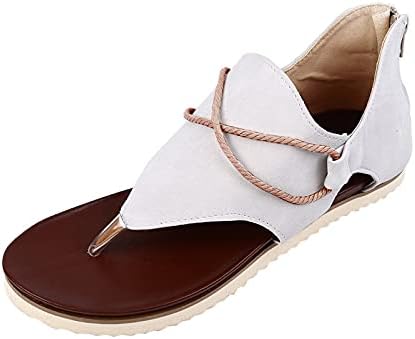 Aihou Sandals Flat For Women Summer, Mulheres Aberta de Sandals Flat Sandals Verão Sandálias Roman Roman Buckle Sandals Flip Flip