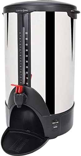 Coffee Pro CP50 urna/cafeteira, 50 xícaras, 12 polegadas x16-1/2 polegadas x22 polegadas, aço inoxidável