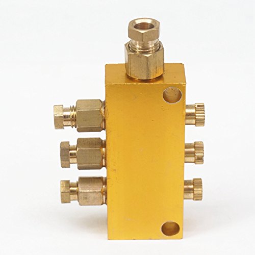 Sorekarain Brass de 3 vias Pistão de óleo lubrificante ajustável Valor do distribuidor Bloco de 6 mm de entrada de 4 mm para o sistema de lubrificação centralizado