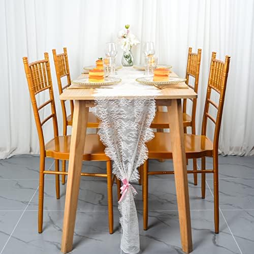 PARDECOR Vintage Lace Table Runner 15x120 polegadas 1 pacote de casamento Mesa de renda de noiva Correr Runners White Flower Table Runner