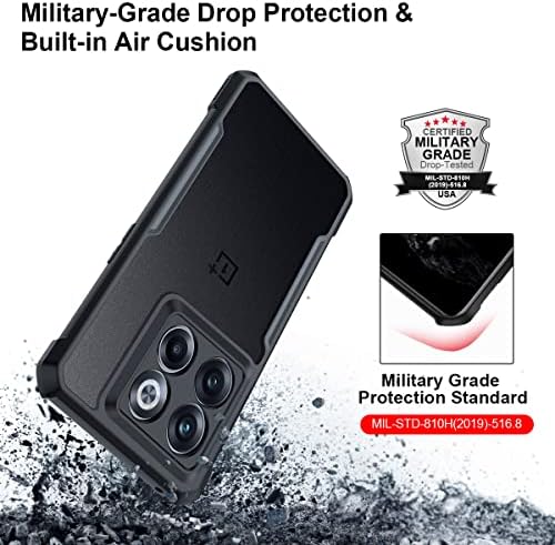 Caso Xundd para OnePlus 10T 5G 2022 com a tampa da câmera integrada, [Testado de gota de grau militar] Slim Clear Back com choques TPU macio TPU Tampa de moldura preta preta