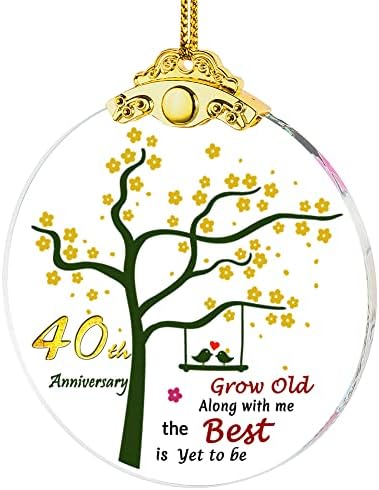Presentes de Ifolaina para o 40º aniversário de casamento Crystal Ornament 40 anos de decoração de casamento Presente