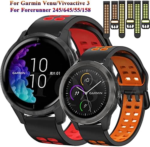 Fulnes Smart Watch Wrist Straps para Garmin Venu Vivoactive 3/Vivomove HR Silicone Watchband Forerunner 245/645/158 Acessórios de pulseira