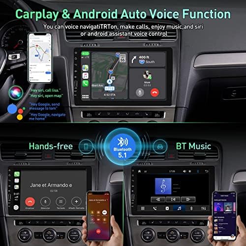 ATASIANO DIN CAR SELEO com Apple CarPlay e Android Auto, estéreo de carro de 9 polegadas com Bluetooth, DSP, porta USB/SD,