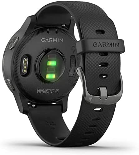 Garmin 010-N2172-11 Vivoativo 4S GPS Smartwatch, moldura de aço inoxidável com ardósia com estojo preto e banda de silicone