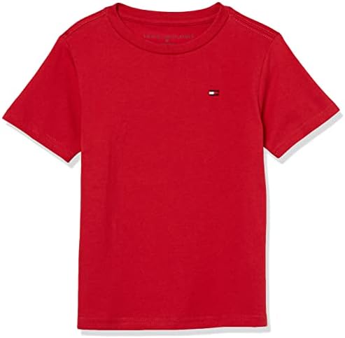 Tommy Hilfiger Camiseta de manga curta, cor sólida com logotipo bordado, decote em V e estilos de pescoço da tripulação,