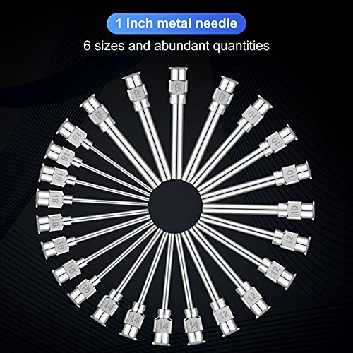 24 peças Dispensador agulha de 1 polegada Aço inoxidável Dica contundente Conector Luer Aço inoxidável