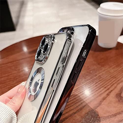 Mzelq Compatível com o iPhone 13 Pro Case Câmera Lente Protetor Cobertão de luxo para homens homens claros TPU Soft Case de telefone