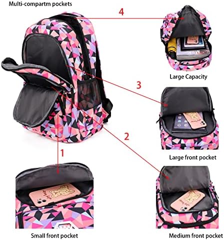 Mochilas Niweiya Kids 'Backpacks Geométrica Primeira Infantil Impressa Bolsa Escolar para Sacos de Livros da Escola Média para Meninas Para Meninas BOYS Propertício a Água 3 em 1 Conjuntos de Mochilas