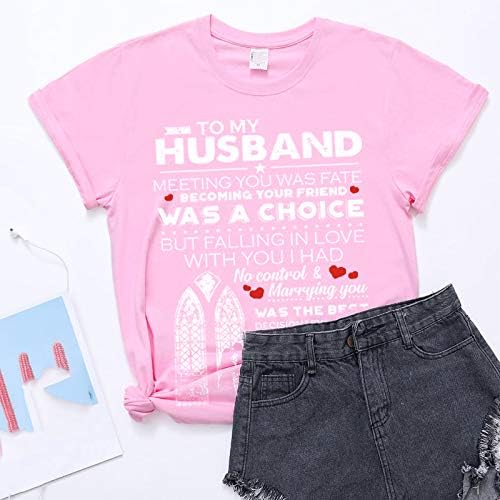 T-shirt de carta próxima para feminino, blusa de camisa casual de caça curta de caça curta