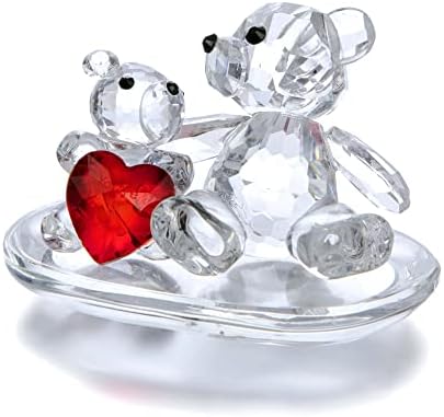 Cristais Hyaline e Dora Clear Cristais Figuras de Animal Mãe e Bebê Ursos Com Coração Vermelho Coração Cute Vidro Urso de Urso