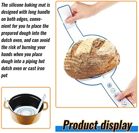 Banho de silicone para forno de forno holandês Banho de pão com alça longa Pão de silicone Sling 8,3 polegadas não resistente