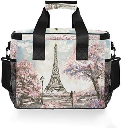 Alaza Street Blossom Paris Eiffel Torre Pintura a óleo Art Arte de grande capacidade Capacização Bolsa de almoço isolada