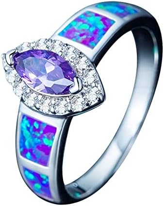 Mulheres anéis de engajamento Jóias Mulheres Moda Purple Gemstone Matching Ring para a vida cotidiana, festa do banque, presente de