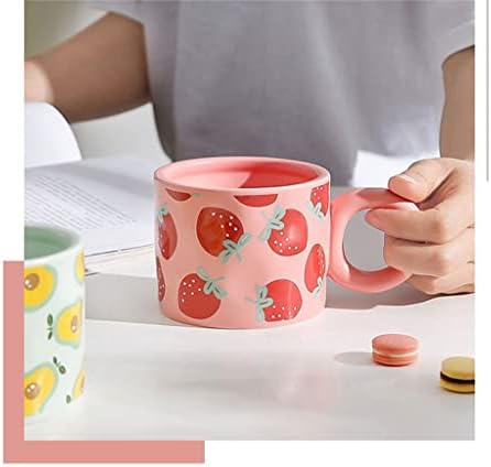 N/A 400 ml de caneca de frutas casal xícara de cerâmica xícara de água fofa com tampa de café da manhã xícara de café em casa