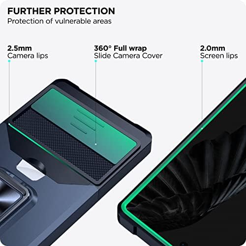 Google Pixel 7 Pro Case com capa de câmera deslizante e slot do suporte para cartão. Pixel 7 Pro Case de Charagem Compatível sem