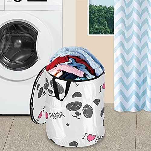 Zauya fofo panda impressão 50l Popup dobrável cesto de roupa dobrável, dobrável para armazenamento e contêiner de reciclagem