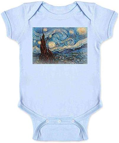 Pop threads Starry Night Night Vincent Van Gogh Pintura Arte bebê Camiseta infantil menino menino