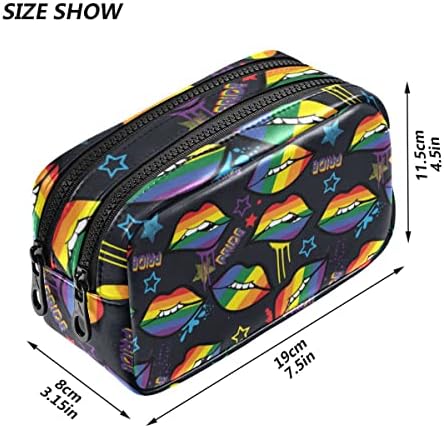 Lips de arco -íris de arco -íris da bandeira gay orgulho lápis Case de lápis de grande capacidade para bolsa de lápis zíper bolsa de cosméticos portátil para viagens de escritório na escola