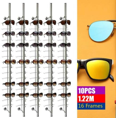 Óculos de sol de alumínio Ranzhix 10pcs vidro de vidro Rack Planto de vidro do suporte de parede de parede Eyewear Eyewear Coleções