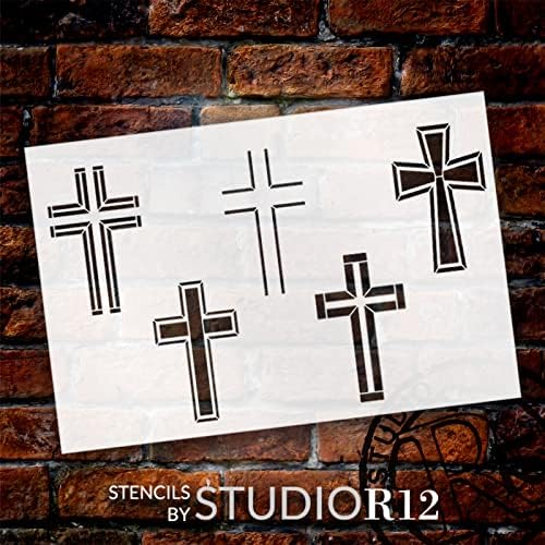 Cruzes delineados estêncil por Studior12 | Pacote de variedades | Misto, angular, vazio | | Craft DIY Christian Home Decor