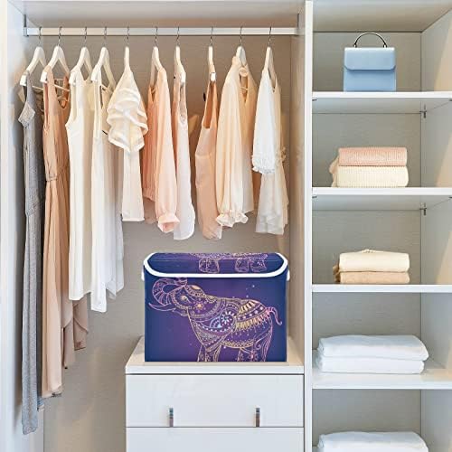 Innwgogo Elephant Storage Bins com tampas para organizar caixas de armazenamento dobráveis ​​com alças Oxford Ploth