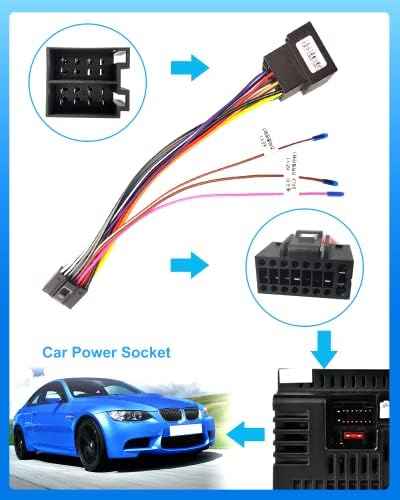 HIKITY 16 PIN FIRE CABO ADAPTOR ISO para Android Car Socket Socket Socket com linhas de controle do volante e fiação