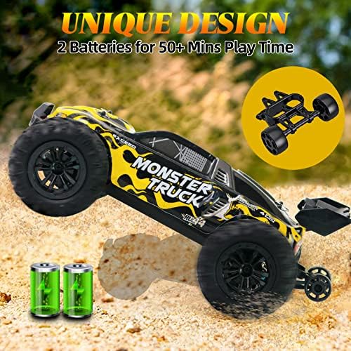 RC Cars 1/16 CARRÃO DE MONSTRO RC RC RC, SAKEYE 4WD 2,4 GHz Carro de corrida de alta velocidade 40km/h Todos os terrenos fora do caminhão de estrada com o farol de roda de cabeça 2 baterias recarregáveis ​​para crianças adultos