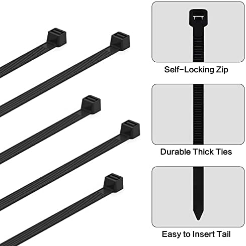 Teskyer Cable Zip, laços de 4 polegadas de 8 polegadas/200 mm de arame de travamento resistente com 50 libras de resistência