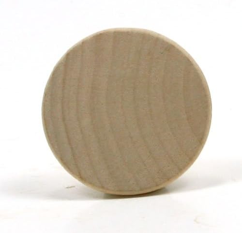 Mylittlewoodshop pkg de 6 - disco de círculo redondo - 1 polegada de diâmetro com borda chanfrada e madeira inacabada de 1/8