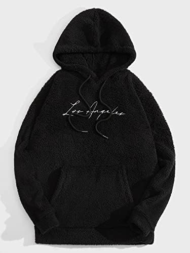 Sorto Avluz para Mulheres - Homens Letra Bordado Kangaroo Pocket Teddy Hoodie