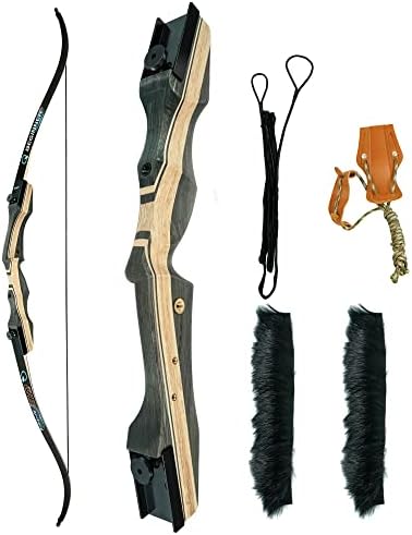 40lb 60 Black Hunter Takedown Longbow & 50lb 64 Black Hunter Takingown Recurve Bow, arco de madeira com mão direita com design ergonômico
