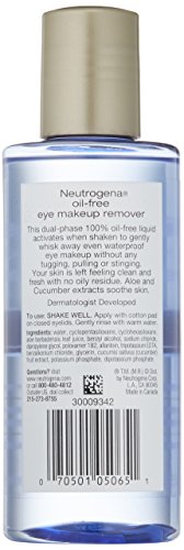 Removedor e limpador de maquiagem para os olhos sem óleo de neutrogena para olhos sensíveis, removedor de maquiagem não gastador, remove rímel à prova d'água, dermatologista e oftalmologista testado, 5,5 fl. oz