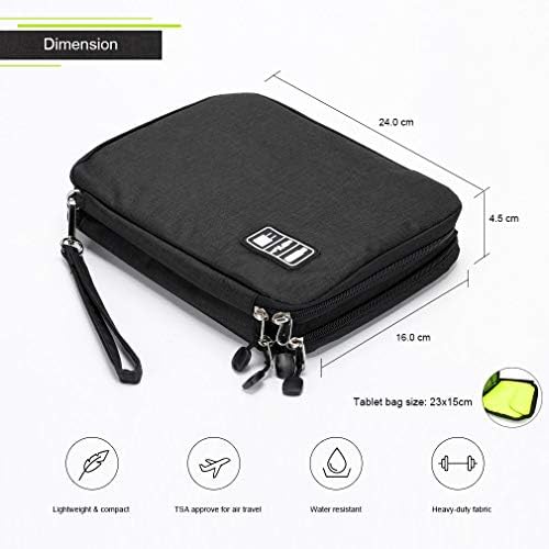 Organizador eletrônico de duas camadas de Datanaram, sacola de armazenamento de gadgets de viagem para cabos, mini trocador, plug e muito mais, tamanho perfeito para tablet, Kindle, iPad mini