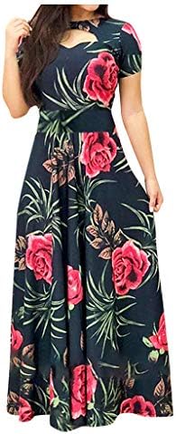 Mulheres vestidos vestidos de manga curta boho praia de praia vestido longo vestido de vestido de verão casual maxi vestidos maxi grandes