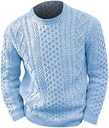 Padaso suéter feio plus size, suéter masculino de moda sólida no pescoço redondo de malha de manga comprida