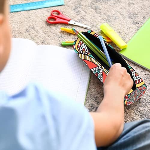 Mandala Psicodélico Lápis Estudantil Bolsa de papelaria com zíper da bolsa de maquiagem de maquiagem de cosméticos para