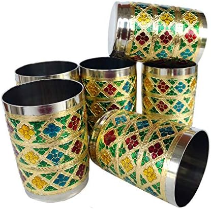 Rastogi Handicrafts Standless Aço de aço inoxidável Conjunto de trabalhos de 6 drin