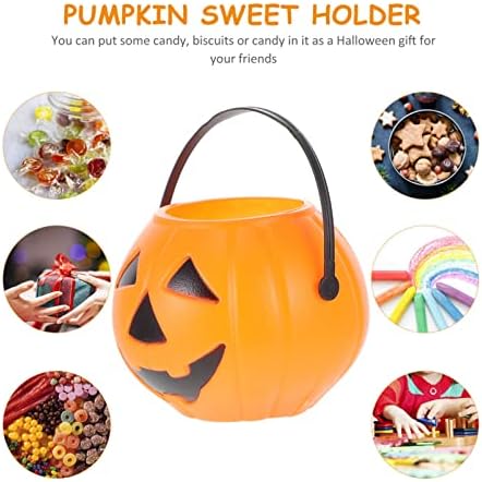 Caldeirão Caldeirão 20pcs Halloween Pumpkin Buckets Flue ou Treat Mini Candy Holder Buckets com alça para o Halloween Ação de Graças Harvest Decoration Mini Buckets Kids Snack Container