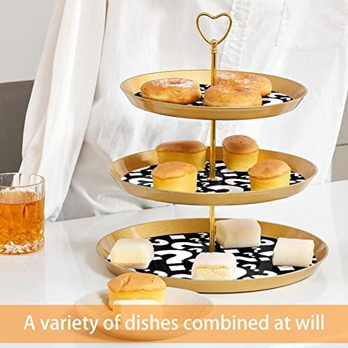 Suporte para bolo com bandeja de porção dourada, 3 camadas redondas de cupcakes de pica de cupcake stand, cupcake
