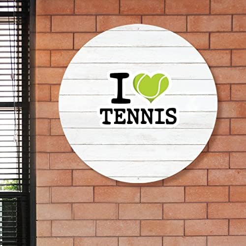 I Love Tennis Welcome Sinal para a varanda da frente esporte sinal de metal de parede personalizada Art Farmhouse Decor Wreath Sign Sign para decoração de parede rústica para caverna de caverna barragem e decoração ao ar livre 12x12in