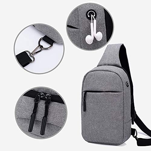 Syksol Guangming - bolsa de peito de ombro masculino, bolsas de ombro no peito ao ar livre, bolsa de ombro leve à prova d'água, pacote de peito com porta de fone de ouvido, adequado para ciclismo ao ar livre em execução