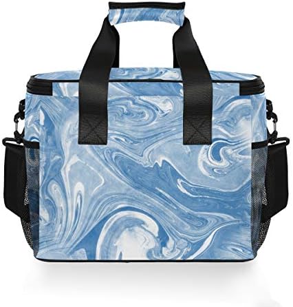 Alaza Abstract Blue Mármore Blue Grande Lunhana de Picnic Bag Isoled Picnic para homens adultos Mulheres