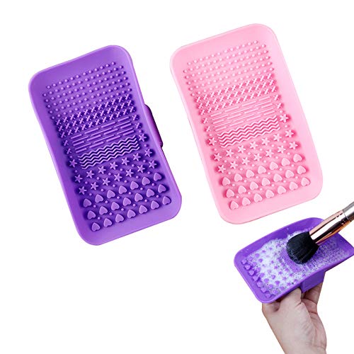 2 Pacote de maquiagem de maquiagem de silicone tapetes de limpeza, pincel de maquiagem angzhili mais limpo, pincel de